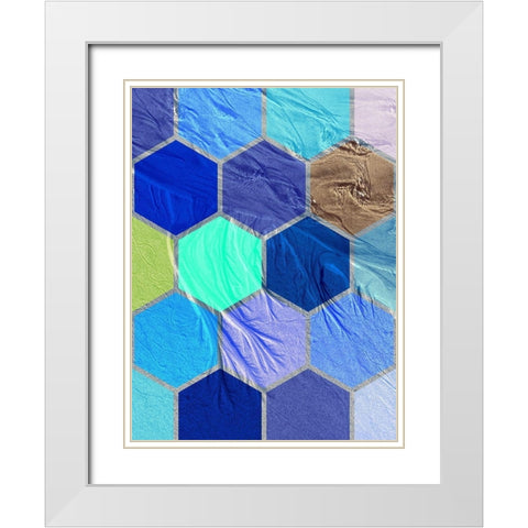Hexagon Textures IV White Modern Wood Framed Art Print with Double Matting by Grayscale