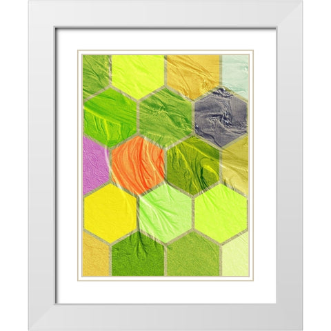 Hexagon Textures V White Modern Wood Framed Art Print with Double Matting by Grayscale