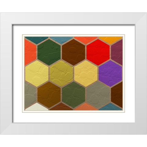 Hexagon Textures VI White Modern Wood Framed Art Print with Double Matting by Grayscale