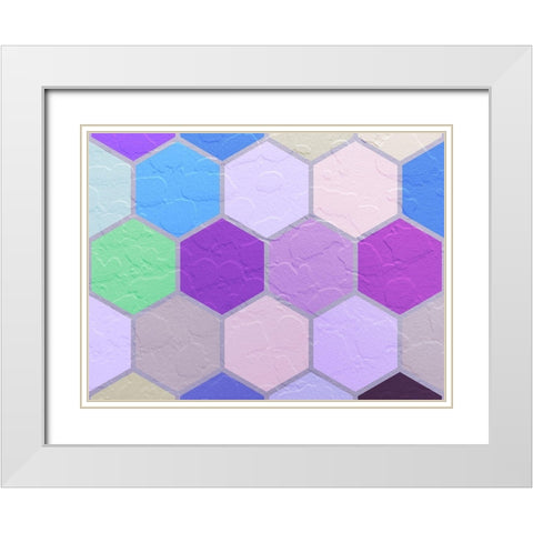 Hexagon Textures VIII White Modern Wood Framed Art Print with Double Matting by Grayscale