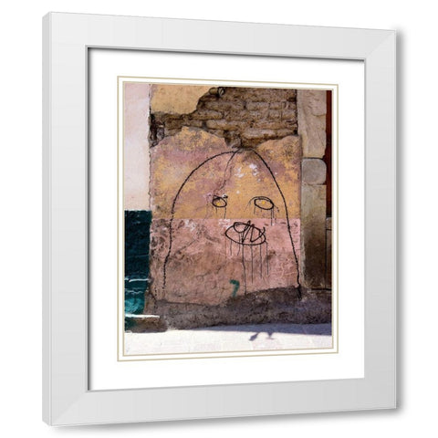 Wall Face I White Modern Wood Framed Art Print with Double Matting by Grayscale