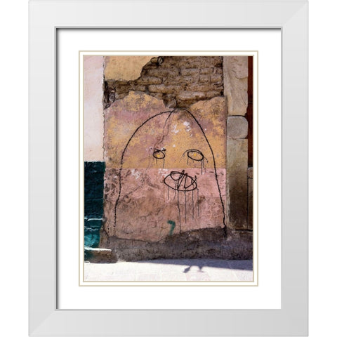 Wall Face I White Modern Wood Framed Art Print with Double Matting by Grayscale