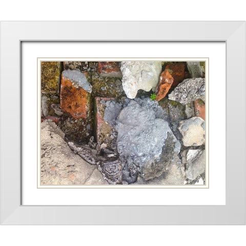 Old Brick Wall I White Modern Wood Framed Art Print with Double Matting by Grayscale