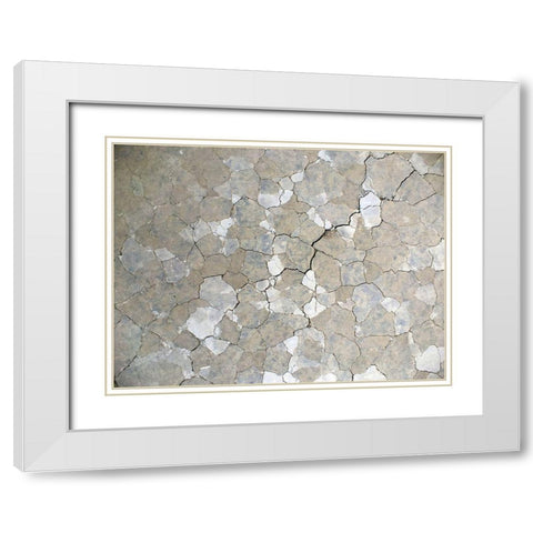 Parched Earth I White Modern Wood Framed Art Print with Double Matting by Grayscale