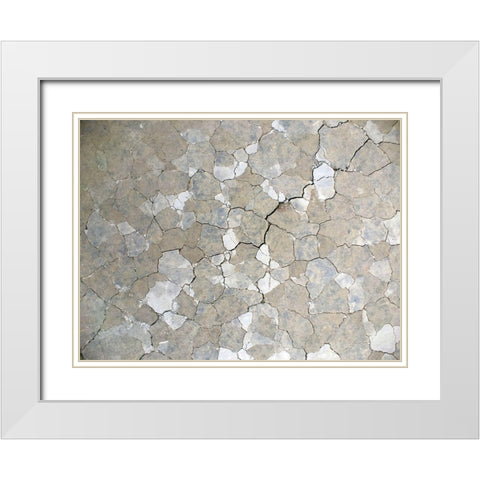 Parched Earth I White Modern Wood Framed Art Print with Double Matting by Grayscale