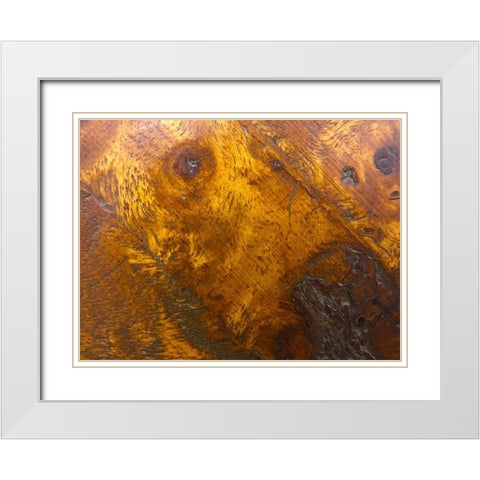 Wood Texture II White Modern Wood Framed Art Print with Double Matting by Grayscale
