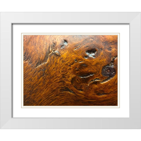 Wood Texture III White Modern Wood Framed Art Print with Double Matting by Grayscale