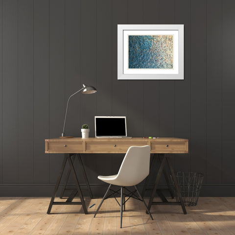 Turquoise Aggregate III White Modern Wood Framed Art Print with Double Matting by Grayscale