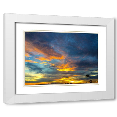 Arizona Sunset I White Modern Wood Framed Art Print with Double Matting by Grayscale