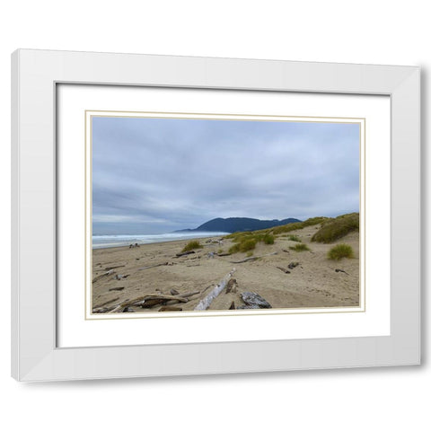 Beach Scene I White Modern Wood Framed Art Print with Double Matting by Grayscale