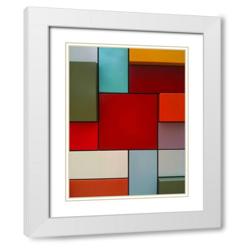 Block Wall I White Modern Wood Framed Art Print with Double Matting by Grayscale
