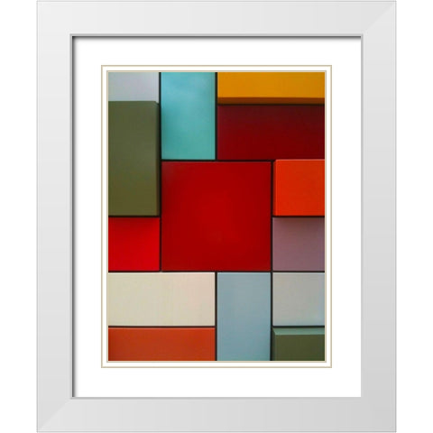 Block Wall I White Modern Wood Framed Art Print with Double Matting by Grayscale