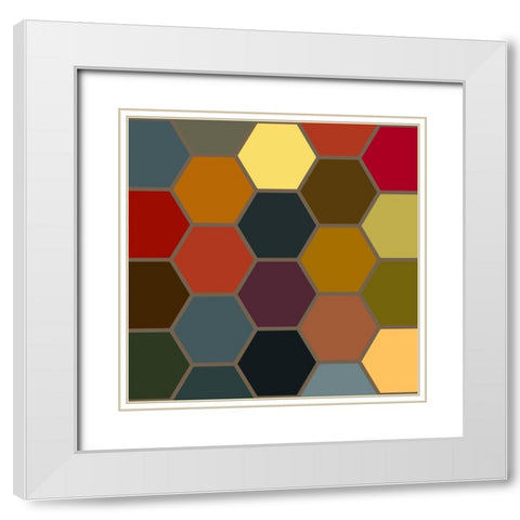 Bright Hive III White Modern Wood Framed Art Print with Double Matting by Grayscale