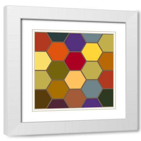 Bright Hive IV White Modern Wood Framed Art Print with Double Matting by Grayscale