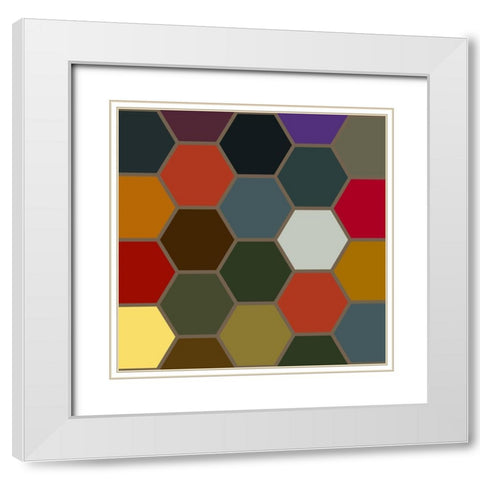 Bright Hive V White Modern Wood Framed Art Print with Double Matting by Grayscale