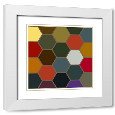 Bright Hive VII White Modern Wood Framed Art Print with Double Matting by Grayscale