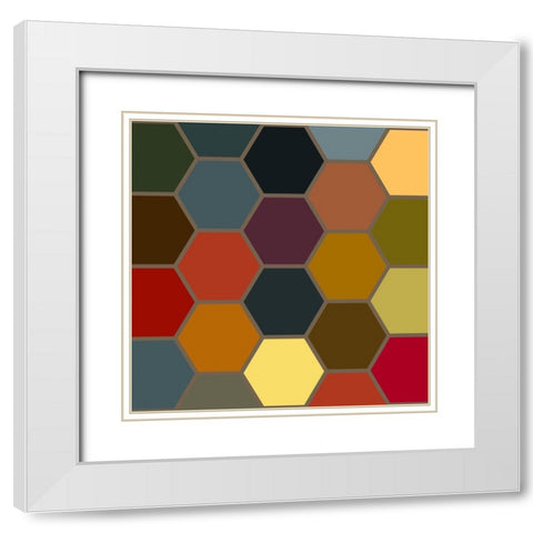 Bright Hive IX White Modern Wood Framed Art Print with Double Matting by Grayscale