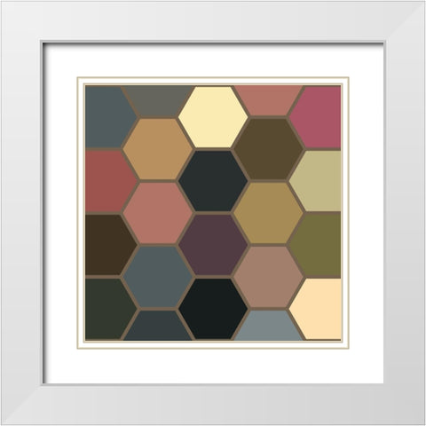 Soft Hive III White Modern Wood Framed Art Print with Double Matting by Grayscale