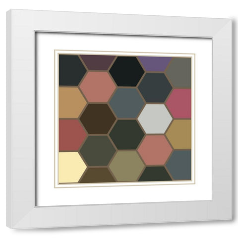 Soft Hive V White Modern Wood Framed Art Print with Double Matting by Grayscale