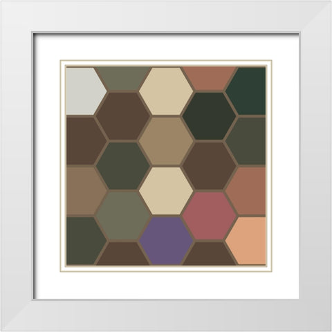 Soft Hive XV White Modern Wood Framed Art Print with Double Matting by Grayscale