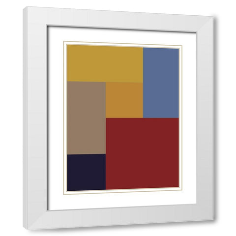 Bright Blocks XX White Modern Wood Framed Art Print with Double Matting by Grayscale