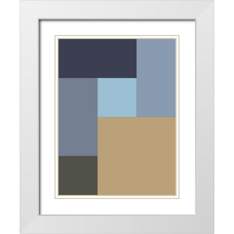 Soft Blocks XV White Modern Wood Framed Art Print with Double Matting by Grayscale