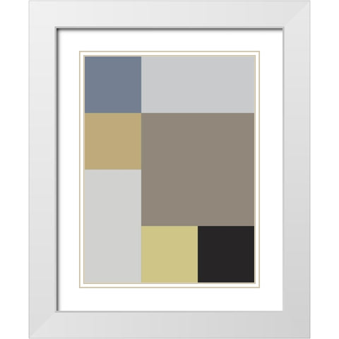 Soft Blocks XIX White Modern Wood Framed Art Print with Double Matting by Grayscale