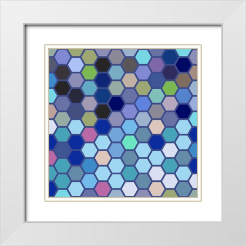 Small Hive V White Modern Wood Framed Art Print with Double Matting by Grayscale