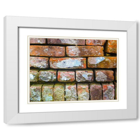 Brick Wall I White Modern Wood Framed Art Print with Double Matting by Grayscale