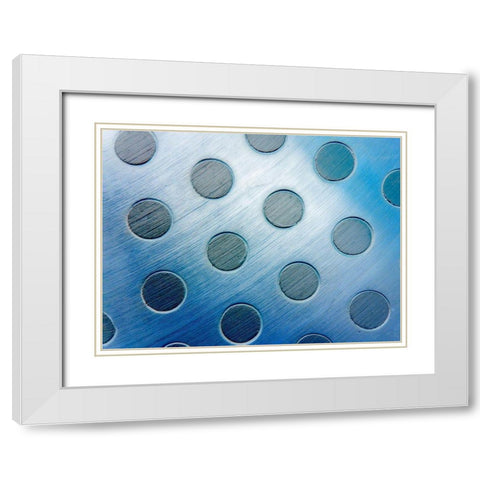 Steel Dots II White Modern Wood Framed Art Print with Double Matting by Grayscale
