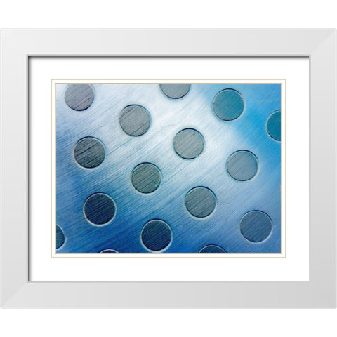 Steel Dots II White Modern Wood Framed Art Print with Double Matting by Grayscale