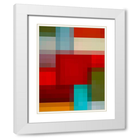 Pixel Blocks I White Modern Wood Framed Art Print with Double Matting by Grayscale