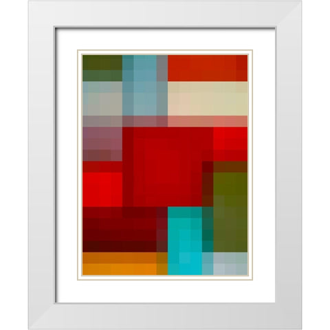 Pixel Blocks I White Modern Wood Framed Art Print with Double Matting by Grayscale