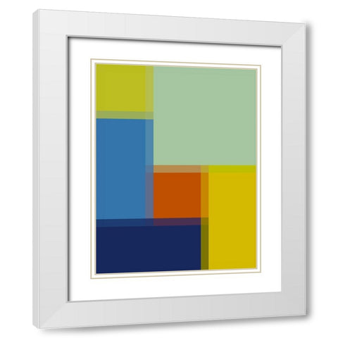 Pixel Blocks III White Modern Wood Framed Art Print with Double Matting by Grayscale