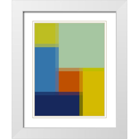 Pixel Blocks III White Modern Wood Framed Art Print with Double Matting by Grayscale
