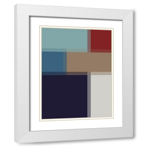 Pixel Blocks IV White Modern Wood Framed Art Print with Double Matting by Grayscale