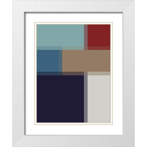 Pixel Blocks IV White Modern Wood Framed Art Print with Double Matting by Grayscale