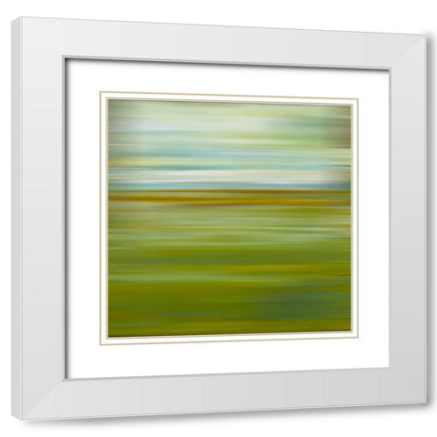 Green Painted Pinstripes I White Modern Wood Framed Art Print with Double Matting by Grayscale