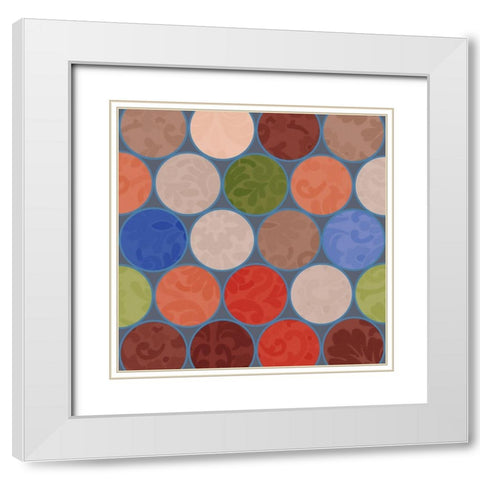 Bright Circles Stencil II White Modern Wood Framed Art Print with Double Matting by Grayscale