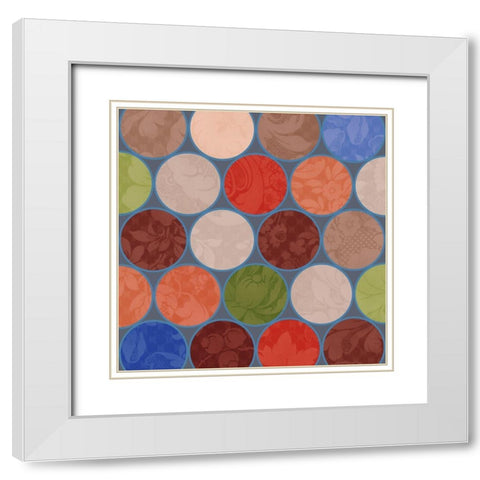 Bright Circles Stencil III White Modern Wood Framed Art Print with Double Matting by Grayscale