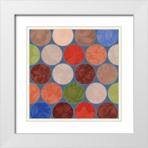 Bright Circles Stencil III White Modern Wood Framed Art Print with Double Matting by Grayscale