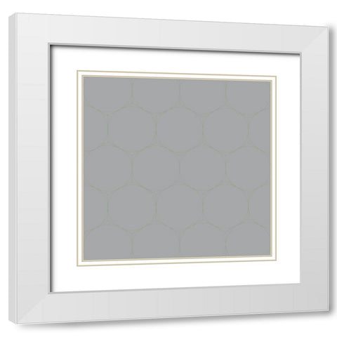 Isometric Hive XV White Modern Wood Framed Art Print with Double Matting by Grayscale