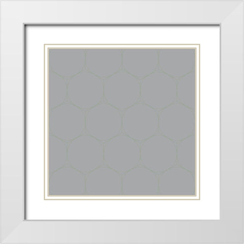 Isometric Hive XV White Modern Wood Framed Art Print with Double Matting by Grayscale