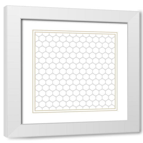 Small Isometric Hive I White Modern Wood Framed Art Print with Double Matting by Grayscale