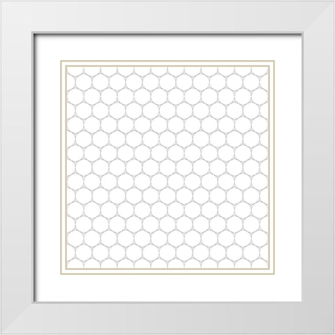 Small Isometric Hive I White Modern Wood Framed Art Print with Double Matting by Grayscale