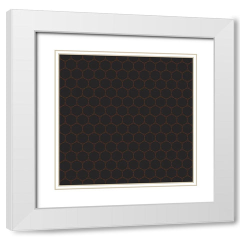 Small Isometric Hive IV White Modern Wood Framed Art Print with Double Matting by Grayscale