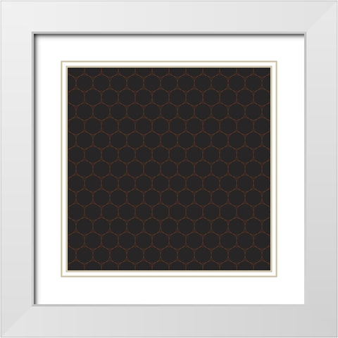 Small Isometric Hive IV White Modern Wood Framed Art Print with Double Matting by Grayscale