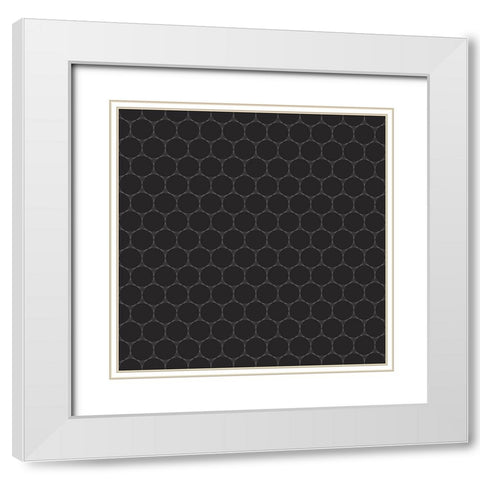 Small Isometric Hive VI White Modern Wood Framed Art Print with Double Matting by Grayscale