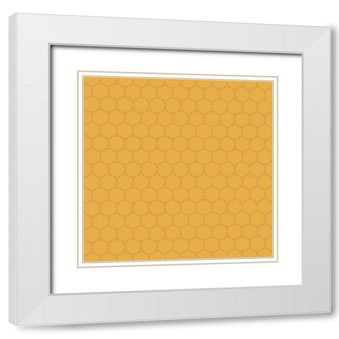 Small Isometric Hive VII White Modern Wood Framed Art Print with Double Matting by Grayscale