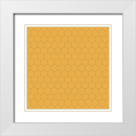 Small Isometric Hive VII White Modern Wood Framed Art Print with Double Matting by Grayscale